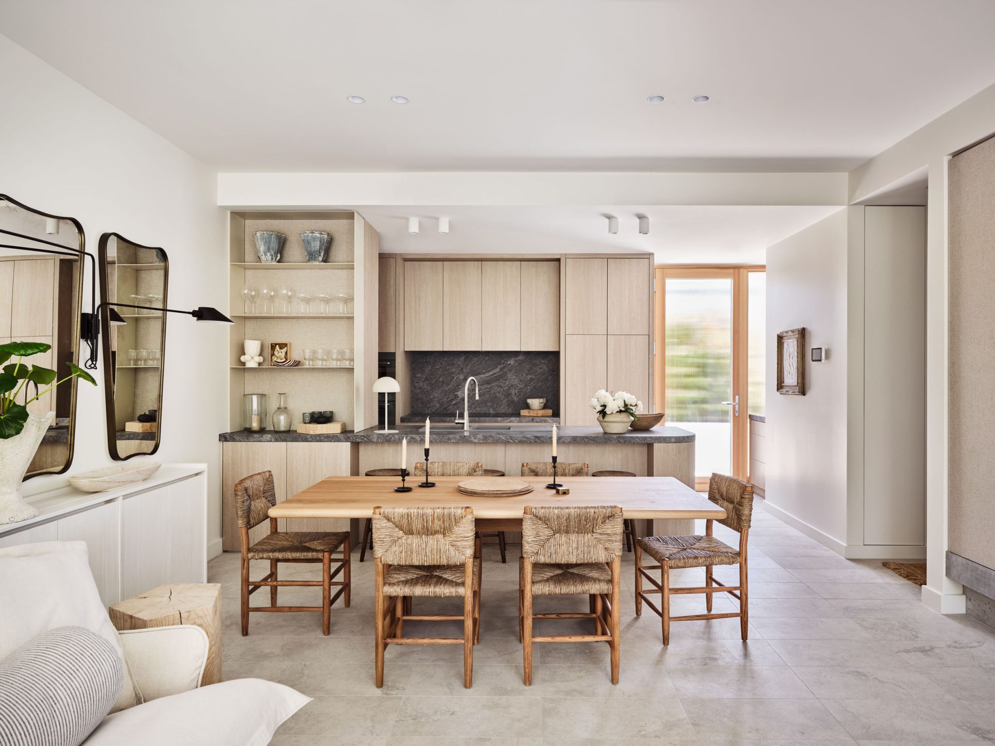 Echo.1 kitchen and dining room, a completed sustainable townhouse in Hawthorn